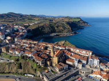 Sunny winter days in small fisherman's village Getaria near San Sebastian city, Basque Country coastline, Spain