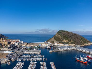 Sunny winter days in small fisherman's village Getaria near San Sebastian city, Basque Country coastline, Spain