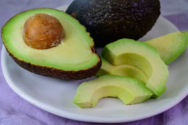Two Fresh Ripe Raw Hass Avocados Close Healthy Food Concept — Stok fotoğraf