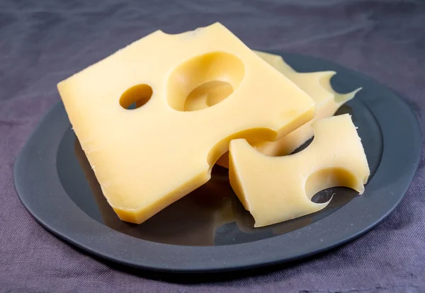 Swiss Cheese Collection Yellow Emmentaler Emmental Cheese Holes Close — Fotografia de Stock