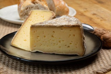 Fransız Alpleri, Fransa 'da inek sütünden yapılan tomme de savoie peyniri parçaları.