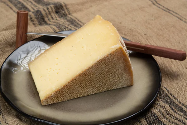 Kolekcja Serów Szwajcarskich Gruyere Cheese Niepasteryzowanego Mleka Krowiego Zbliżenie — Zdjęcie stockowe
