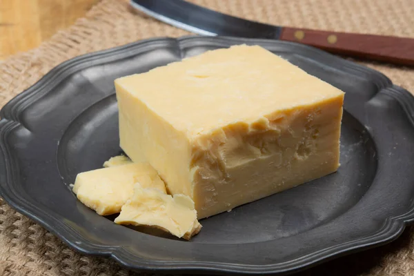 Ngiliz Peynirleri Koleksiyonu Ngiliz Olgunlaşmış Füme Çedar Peyniri Yakın Plan — Stok fotoğraf
