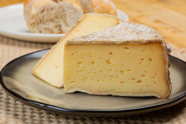 Fransız Alpleri, Fransa 'da inek sütünden yapılan tomme de savoie peyniri parçaları.