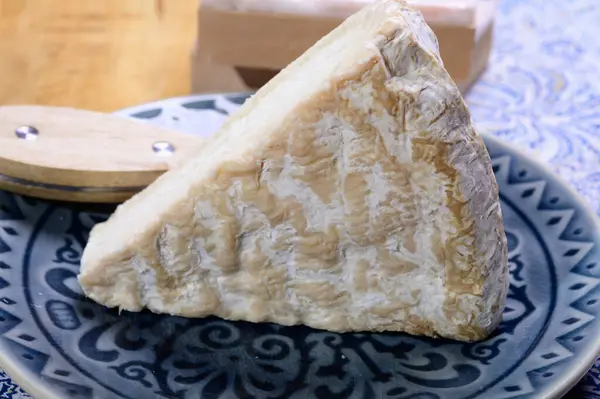 Morceau Fromage Blanc Vache Pâte Molle Affinage Français Brie Produit — Photo