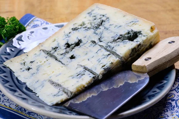 Włoskie Jedzenie Masło Lub Twardy Ser Błękitny Mleka Krowiego Gorgonzola — Zdjęcie stockowe