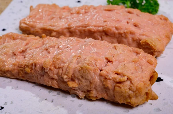 Tasty Vegetarian Vegan Fish Free Salmon Steak Plant Based Healthy — Foto Stock