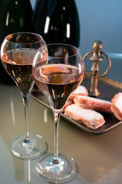 Degustação Rosa Brut Champagne Espumante Adegas Gran Cru Casa Vinho — Fotografia de Stock