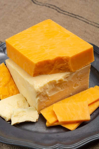 Britische Käsekollektion Schottische Und Englische Cheddar Käse Aus Nächster Nähe — Stockfoto