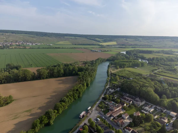 Panorama Luftaufnahme Der Grünen Weinberge Und Felder Von Premier Cru — Stockfoto