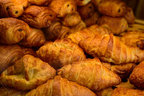 Croissants Sopro Manteiga Exposição Padaria Artesanal Paris — Fotografia de Stock