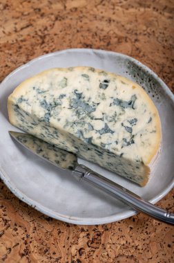 Peynir koleksiyonu, bir parça Fransız peyniri Auvergne ya da dört tane d 'Ambert yakın çekim..