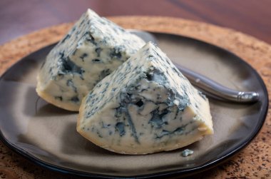 Peynir koleksiyonu, bir parça Fransız peyniri Auvergne ya da dört tane d 'Ambert yakın çekim..