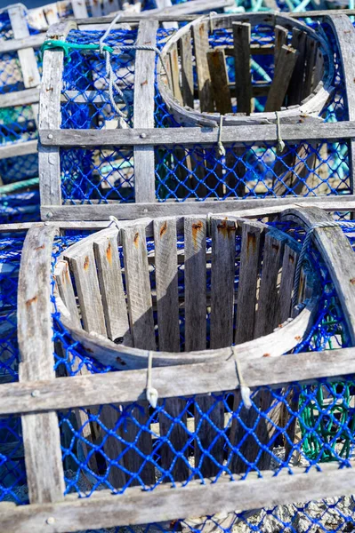 Fiskenät Med Hink För Kräftor Och Krabbor Asturiens Gröna Kust — Stockfoto