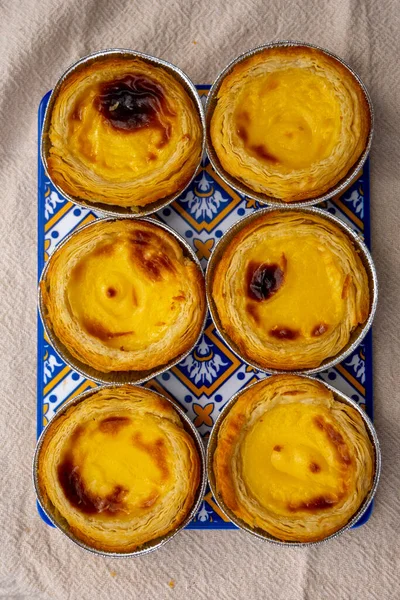 Sobremesa Doce Tradicional Portugal Pastel Nata Creme Ovo Torta Pastelaria — Fotografia de Stock
