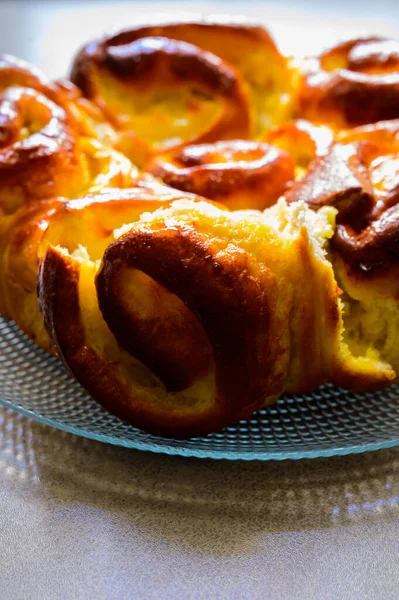 Świeże Domowe Pieczone Słodkie Ciasto Brioche Kuchnia Francuska Desery — Zdjęcie stockowe