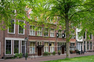 Eski Hollanda kasabası Zierikzee 'de eski küçük evleri ve dar sokakları olan Zeeland, Hollanda