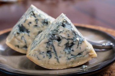 Peynir koleksiyonu, bir parça Fransız peyniri Auvergne ya da dört tane d 'Ambert yakın çekim..