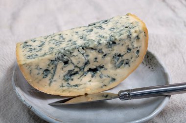 Peynir koleksiyonu, bir parça Fransız peyniri Auvergne ya da dört tane d 'Ambert yakın çekim..