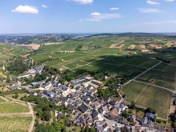 Aerial View Hilly Sancerre Chavignol Appellation Vineyards Cher Department France — Stock Photo, Image
