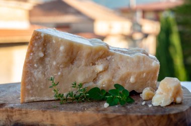 Geleneksel İtalyan yemekleri - 36 aylık mağaralarda Parma, Parmigiano-Reggiano, İtalya 'dan İtalyan parmesanlı sert inek sütlü peyniri