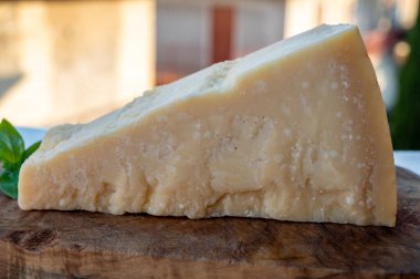 Geleneksel İtalyan yemekleri - 36 aylık mağaralarda Parma, Parmigiano-Reggiano, İtalya 'dan İtalyan parmesanlı sert inek sütlü peyniri