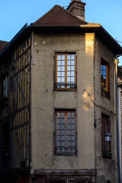 Centro Medieval Ciudad Vieja Troyes Con Casas Entramado Madera Calles — Foto de Stock