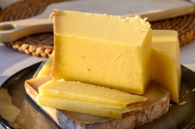 Peynir koleksiyonu, Fransız peyniri kontu, Beaufort, yakın çekim.