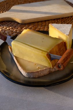 Peynir koleksiyonu, Fransız peyniri kontu, Beaufort, yakın çekim.