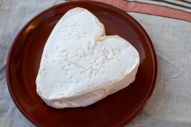 Peynir koleksiyonu, Normandiya bölgesinden Fransız peyniri, çiftlik dükkanından kalp şeklinde neufchatel.