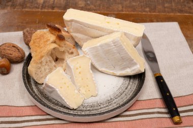 Fransız peyniri, beyaz küflü orijinal Camembert de Normandie peyniri.