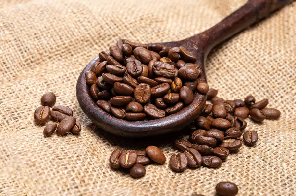 Arabica Braun Geröstete Kaffeebohnen Aus Der Anbauregion Afrika Die Äthiopien Stockbild