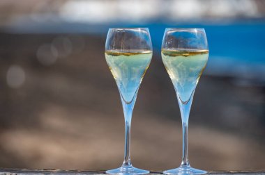 Fuerteventura 'nın güneyi, Kanarya adaları, mavi okyanus, dağlar, İspanya