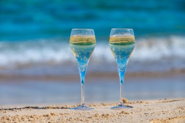 Fuerteventura 'nın güneyi, Kanarya adaları, mavi okyanus, dağlar, İspanya