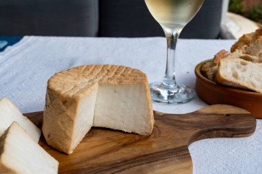 Peynir koleksiyonu, taze tütsülenmiş İspanyol keçi peyniri.