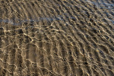 Güneş ışığıyla kristal berrak deniz suyu dokusu, duvar kağıdı, doğa arka planı.