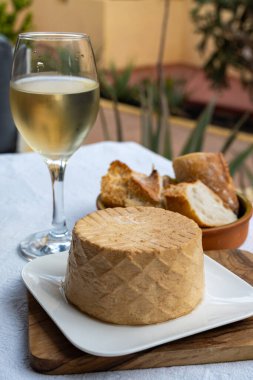 Peynir koleksiyonu, taze tütsülenmiş İspanyol keçi peyniri.