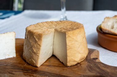 Peynir koleksiyonu, taze tütsülenmiş İspanyol keçi peyniri.