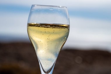 Fuerteventura 'nın güneyi, Kanarya adaları, mavi okyanus, dağlar, İspanya