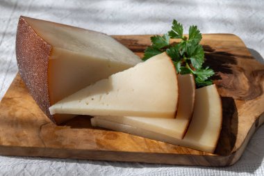 İspanyol sert manchegosu, inek, koyun ve keçi peyniri Yaklaş