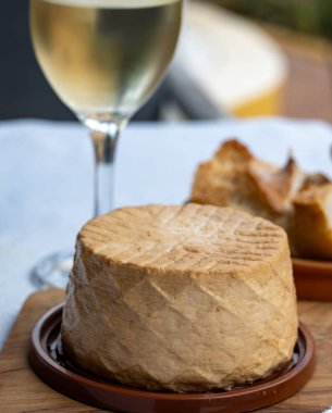 Peynir koleksiyonu, taze tütsülenmiş İspanyol keçi peyniri.