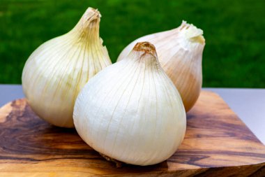 Beyaz tatlı doux Fransız salatası yeşil çimenli sebzeler.