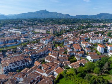 Aerial view on Ciboure and Saint Jean de Luz towns bay, port, sandy beach on Basque coast, beautiful architecture, nature and cuisine, South of France, Basque Country clipart