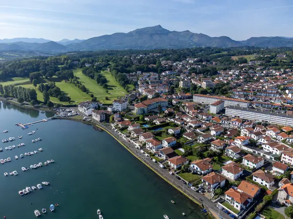 stock image Aerial view on Ciboure and Saint Jean de Luz towns bay, port, sandy beach on Basque coast, beautiful architecture, nature and cuisine, South of France, Basque Country