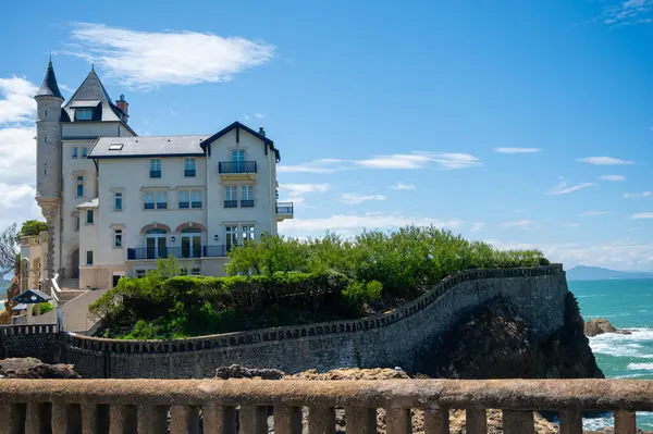 stock image Houses and streets of touristic Biarritz city in sunny day, Basque Country, Bay of Biscay of Atlantic ocean, France