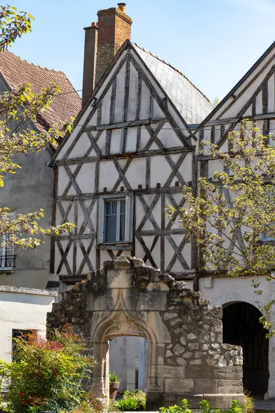 stock image Views of houses in old part of town of Gien is on the Loire river, in Loiret department, France