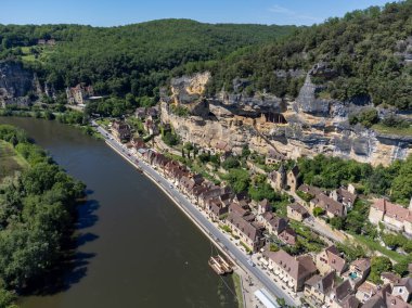 Aerial view on Dordogne river in  clipart