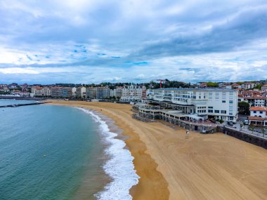 Aerial view on Ciboure and Saint Jean de Luz towns bay, port, sandy beach on Basque coast, beautiful architecture, nature and cuisine, South of France, Basque Country clipart