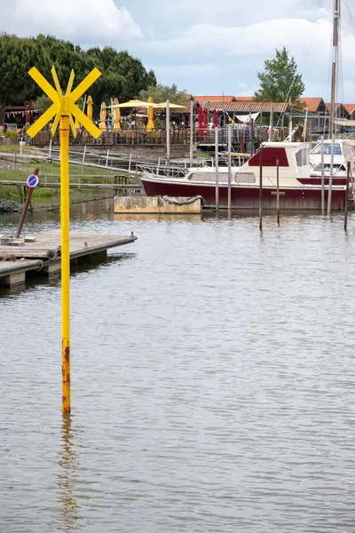 stock image Travelling in France, old wooden huts and oysters farms in Gujan-Mestras village, cultivation, fishing and sale of fresh oysters seashells, Arcachon bay, Atlantic ocean, France, tourists destination