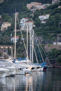 Sailing yacht boats at Port de la Rague near Cannes, French Riviera, South of France, summer holiday on Mediterranean sea clipart